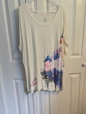 Disney Cream Short Sleeve Tee with Pastel Castle Print